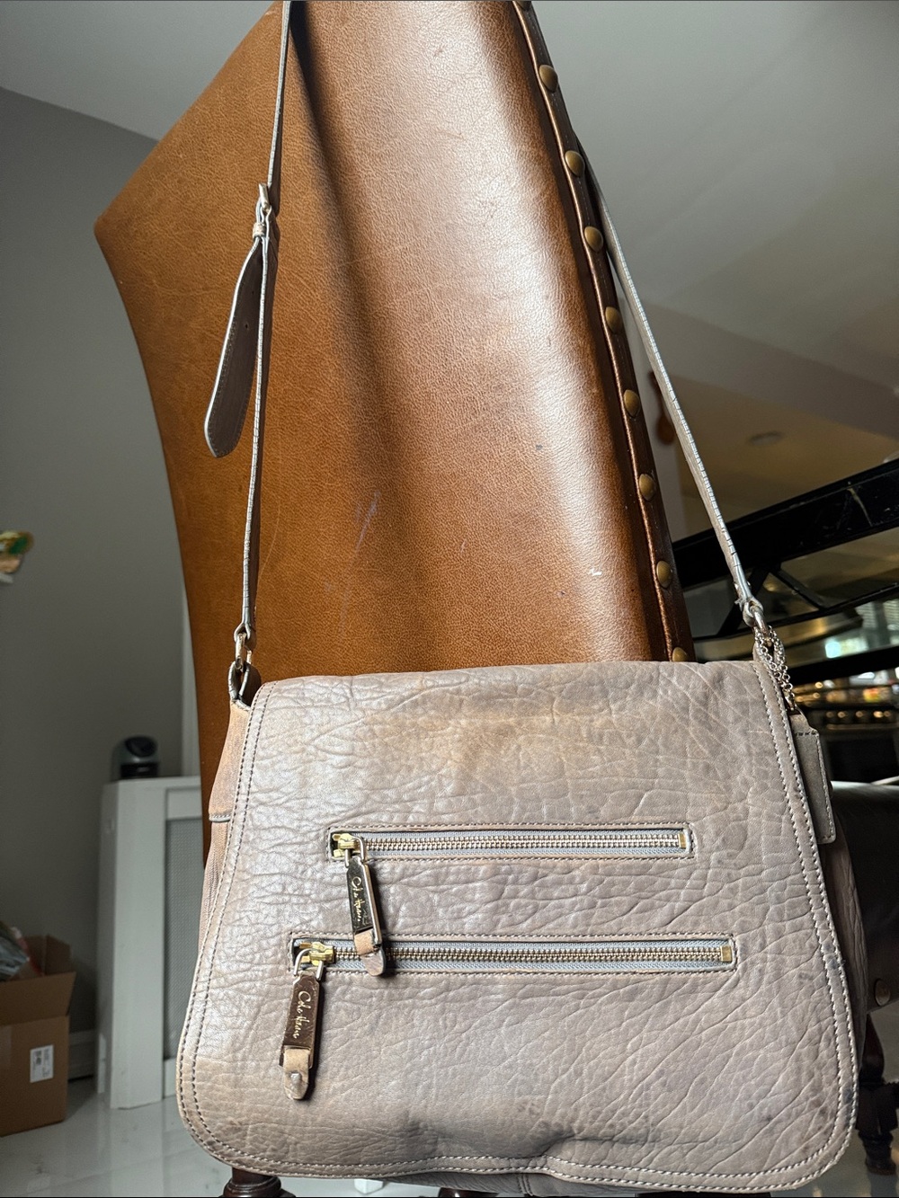 Cole Haan Super Soft Leather Women's Taupe Crossbody Shoulder Bag